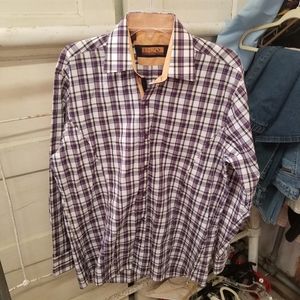 Enzo Tovare Small Purple Plaid Casual Dress Shirt